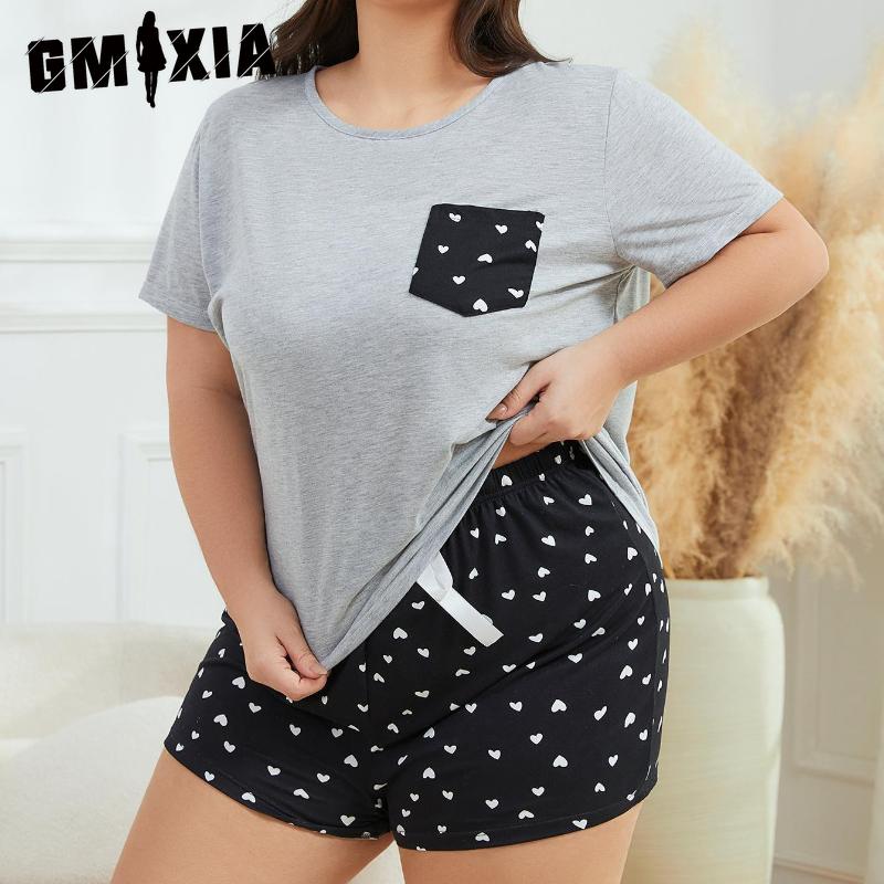 GMXIA Large Size Pajamas Women's Models Summer Enlarged Loose Casual Short-sleeved Shorts Homewear Suit