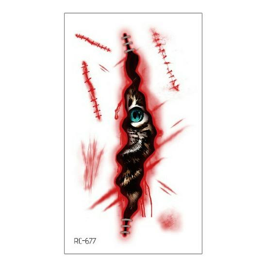 Adesivi Tatuaggio Impermeabili Horror Halloween: Modelli Realistici di Ferite, Macchie di Sangue e Cicatrici
