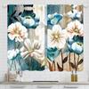 Blue Floral Painted Pattern Printed Curtains Window Decorations Home Room Made Of Polyester