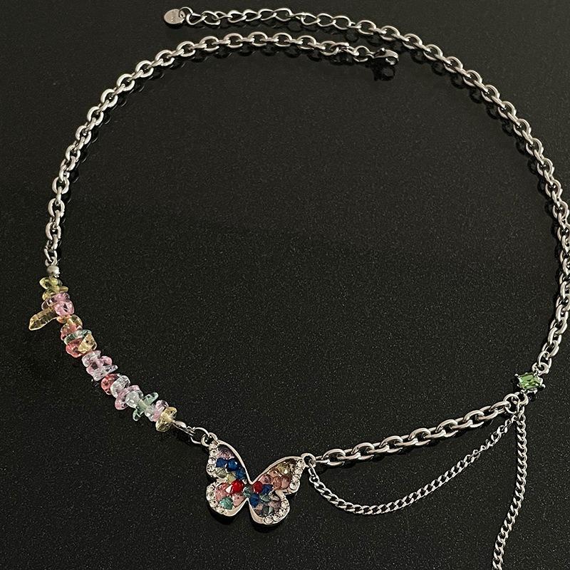 Full Diamond Butterfly Necklace - Sweet & Edgy Pendant - Y2k Hot Girl Design - Choker Necklace