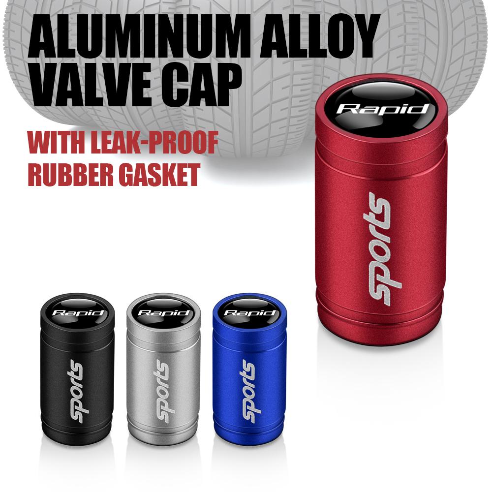 AAFM1 Car Stying 4PCS Sports Emblem Metal Wheel Tire Valve Stem Cap For Skoda VRS Fabia Rapid Superb Octavia A5 Kodiaq Scala S VRS VII