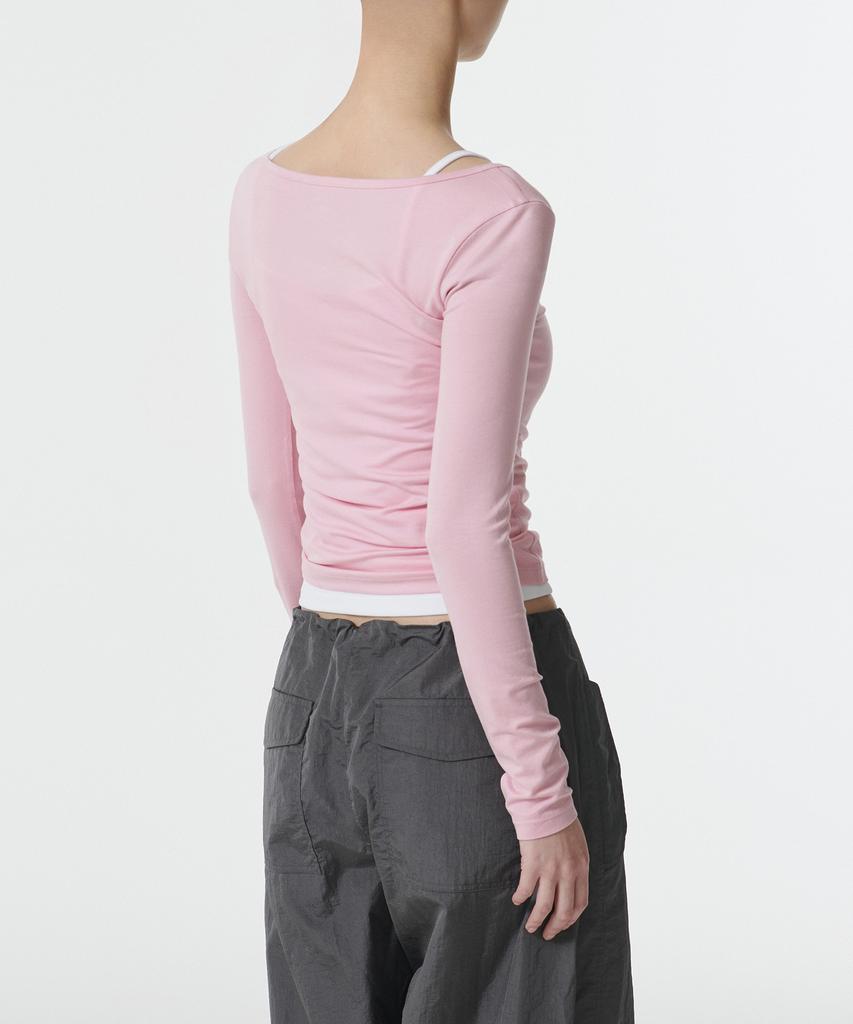 MUSINSA STANDARD WOMAN Women'S Tencel Slim Ballerina Long Sleeve T-Shirt [Pale Pink]