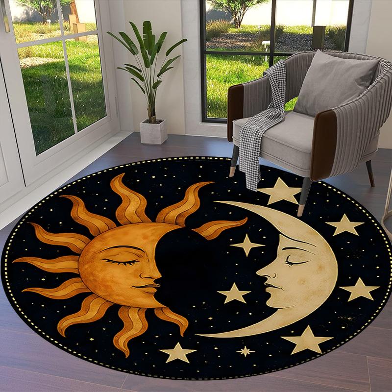 1pc Office Carpet Chair Mats Sun Moon Stars Celestial Perfect for Decorating Office Chairs, Living Rooms, Or Bedrooms.YDT101
