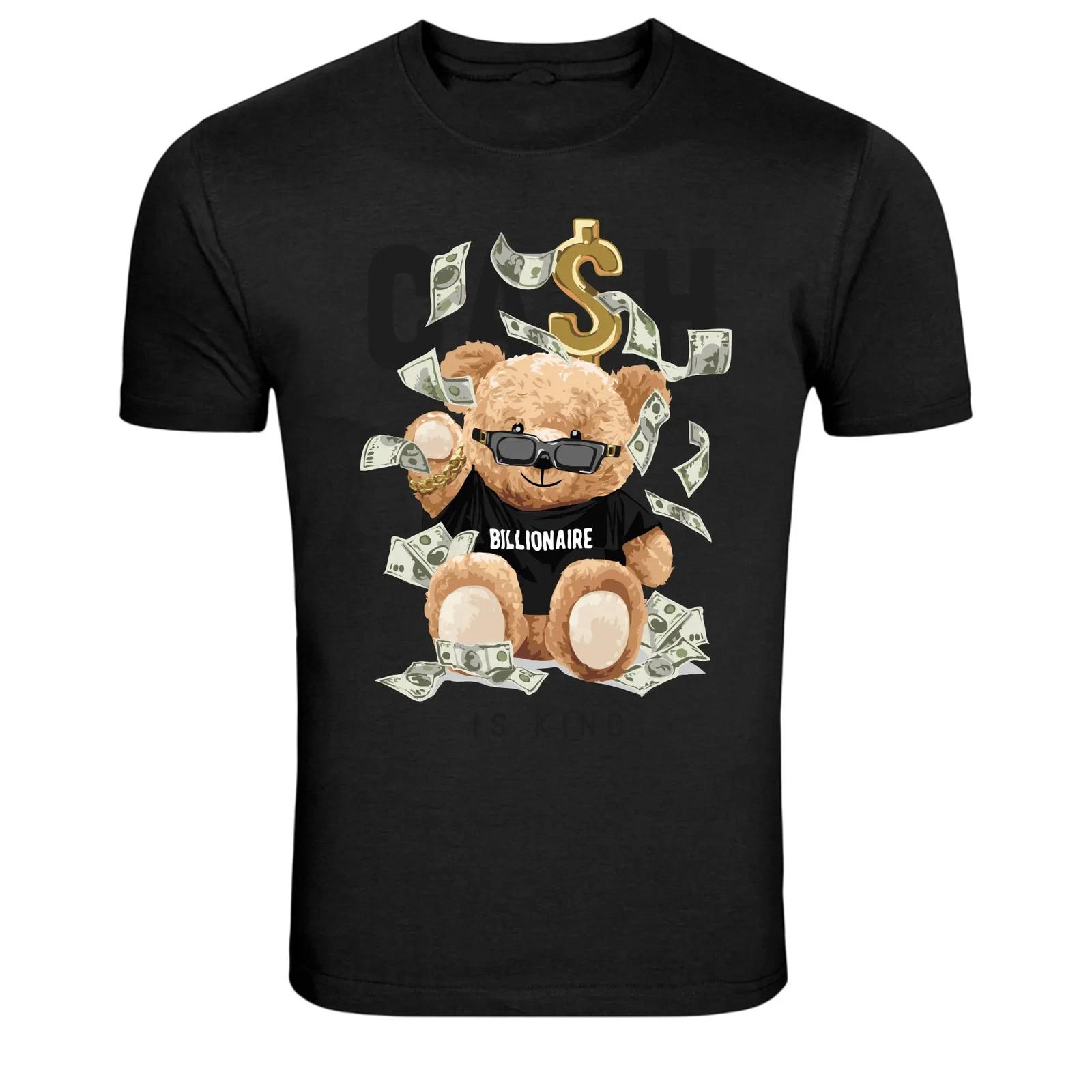 Cash Is King Billionaire Teddy Bear Money Graphic T-Shirt XS