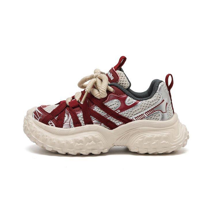 

Мягкие кожаные кроссовки для девочек, сетчатые кроссовки для пап для мальчиков, легкая обувь для улицы для девочек 34 бордовый