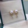 Zhuji Exquisite Freshwater Pearl & Zircon Stud Earrings - Elegant, Simple, Lively
