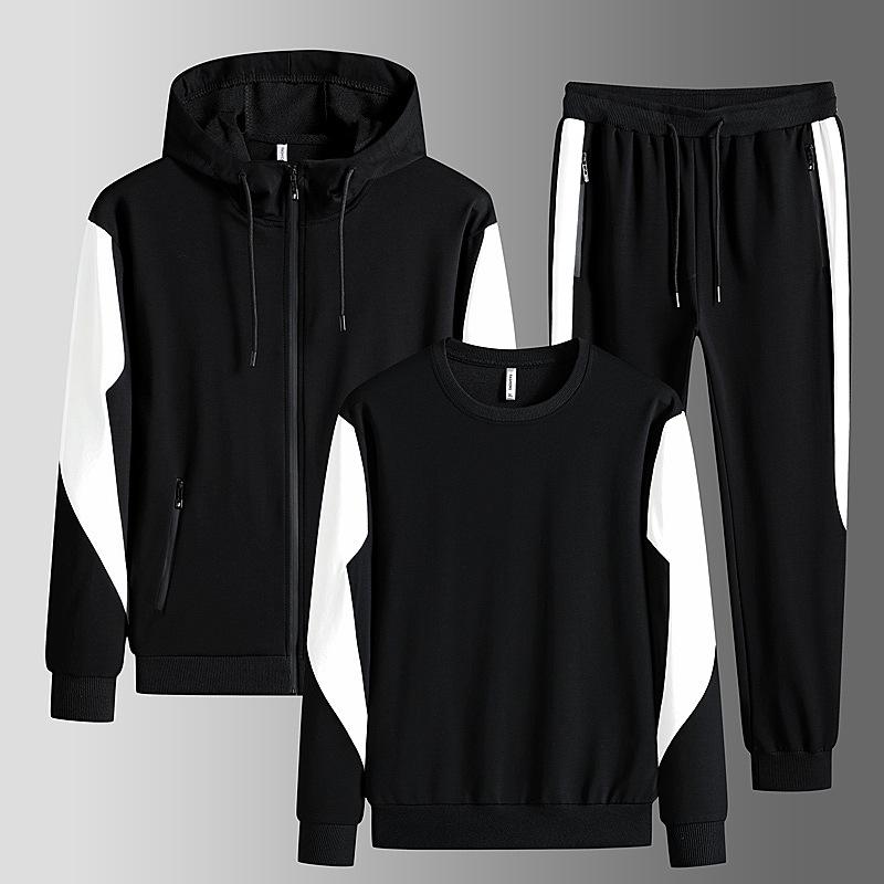 Pánské podzimní mikiny Soupravy Mikina s kapucí O Neck + Cardigan Mikiny+Dlouhé kalhoty Sady 3 ks Pánské tepláky Sportovní oblečení