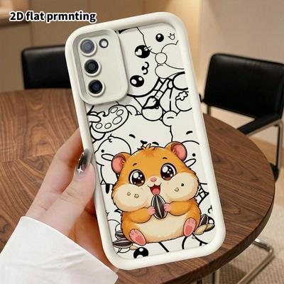 Phone Case: 2D Flat, Fits Samsung Galaxy A34 A35 M05 M06 S20 S22 S21 FE Plus 5G; Little Hamster Eating Sunflower Seeds, Perfect Christmas and Hallowee