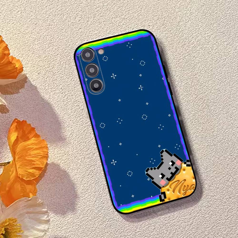 Cute N-Nyan Cat Phone Case Silicone Soft For Samsung Galaxy A73,A72,A71,A70,A53,A52,A51