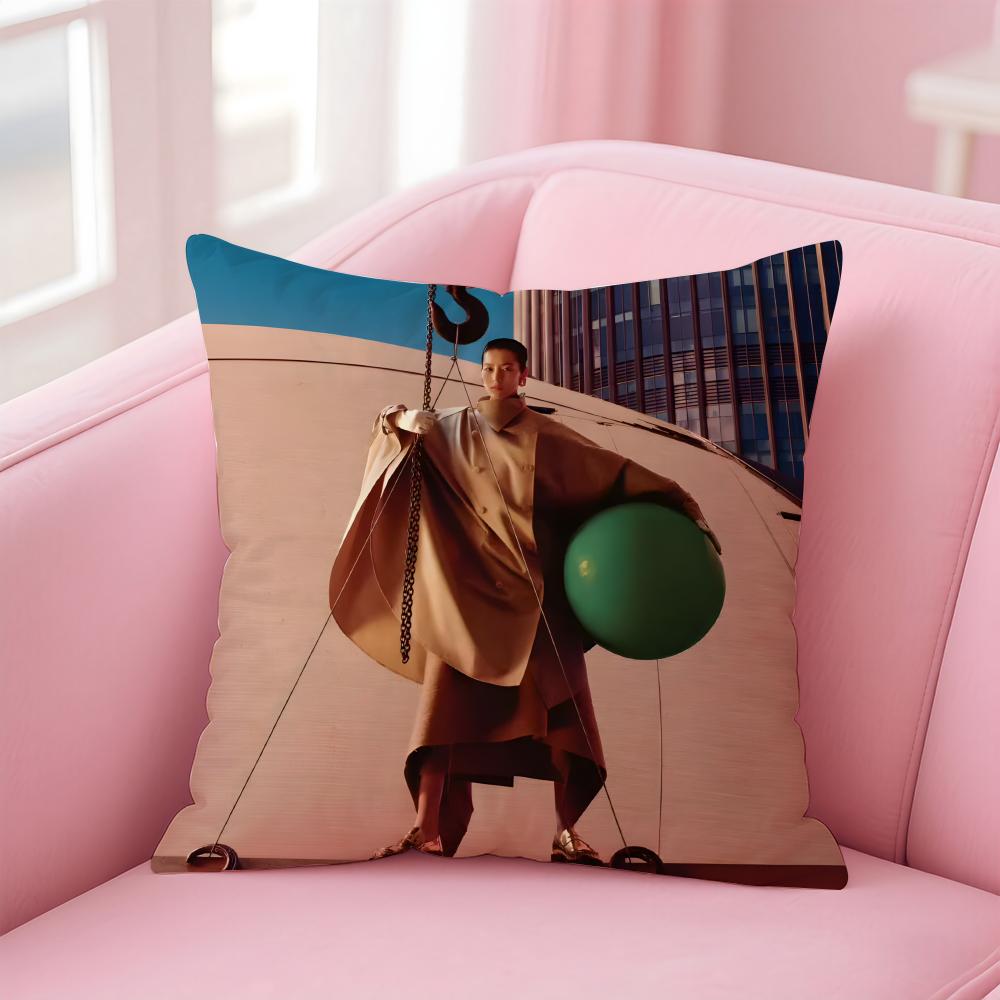 Popular Fashion Chinese Sexy Model LLiu Wen Cushion Cover Pillowcase Short Plush Invisible Zipper Room Sofa Cushion Cover