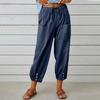 Spring Women Cotton Linen Pants High Waist Wide Leg Trousers Elastic Waist Loose Straight Solid Color Harajuku Female