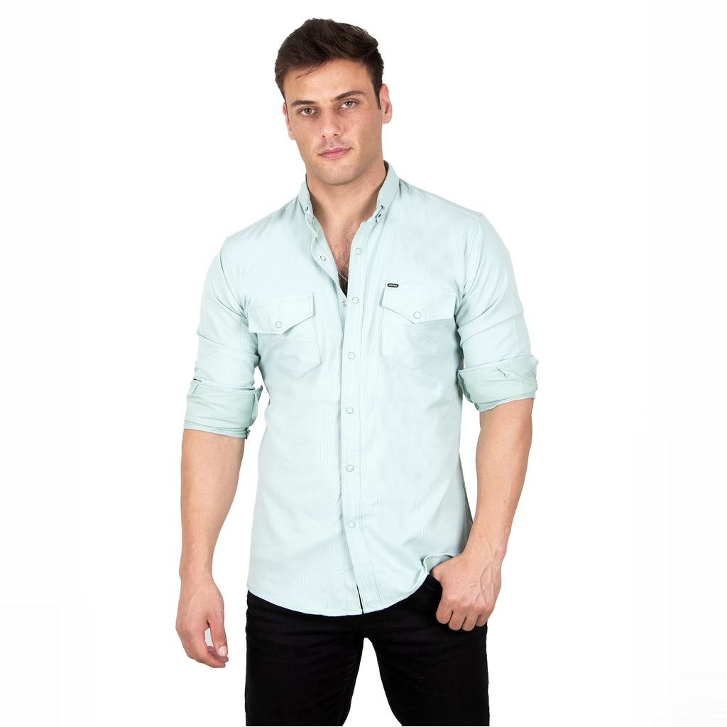 DeepSEA Herren-Hemd aus gestricktem Stoff mit Druckknopf und doppelter Tasche 2300415