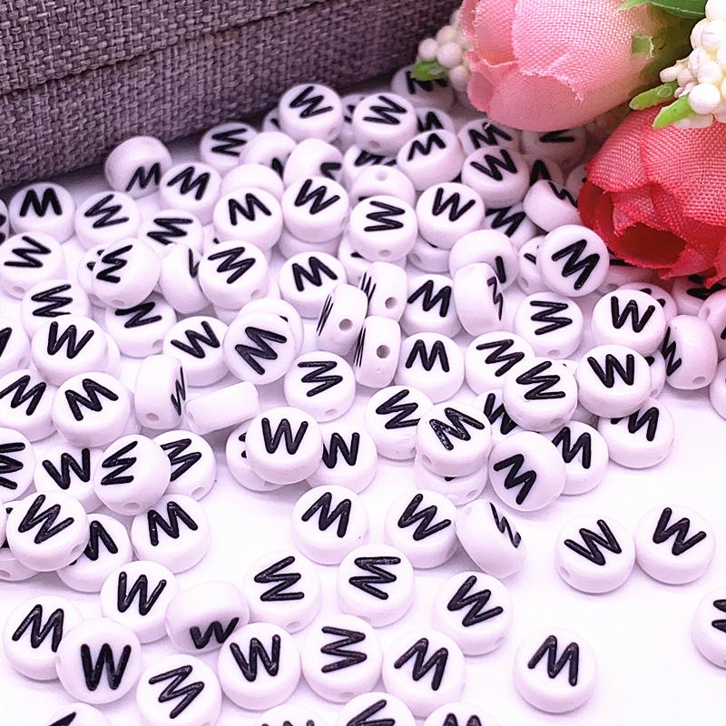 100pcs/lot 7x4mm 26 Letter Beads Round Shape Beads Alphabet Letter Charms for Make Jewelry Accessories