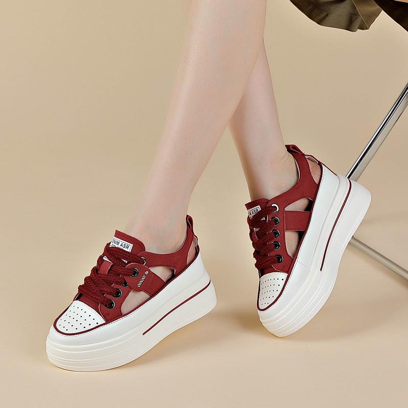 Thick-soled Inner Height-increasing Sandals for Women's Spring and Summer New Thick-soled Casual Shoes, Soft-soled Versatile Hollowed-out Women