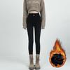 Women's Thickened High-Waisted Skinny Jeans, Double Button, Plus Velvet, Korean Style, Warm Stretchy Slim Fit Pencil Pants for Autumn/Winter