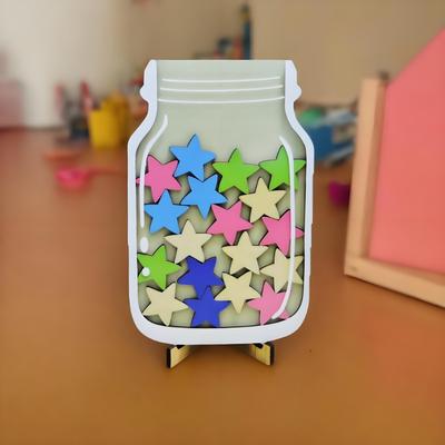 1 unidad Tarro de recompensa de estrellas para niños Puntos Recompensa Aprendizaje Autodisciplina Tarro de recompensa 25 estrellas Adorno de madera