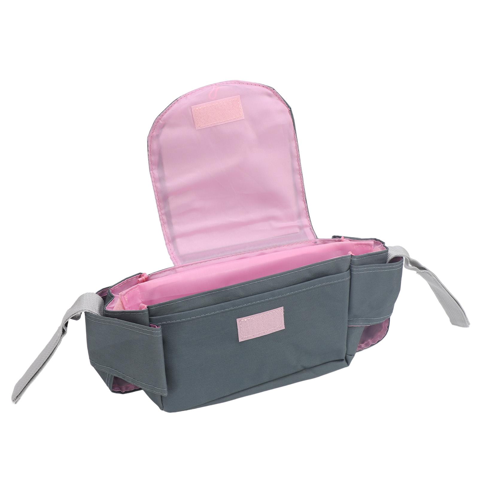 

Infant Stroller Bag Large Capacity Polyester Fiber Waterproof Multiple Compartments with Pink