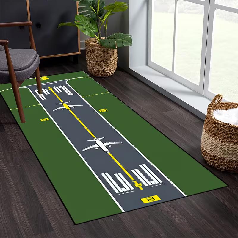 Flugplatz-Druckteppich Spielstrecke Langer Teppich Flur Veranda Wohnzimmer Schlafzimmer Dekorative Fußmatte