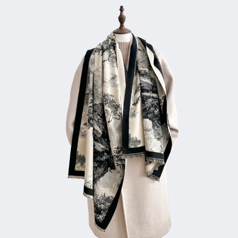 Autumn and winter new retro fashion scarf imitation cashmere warm scarf with shawl