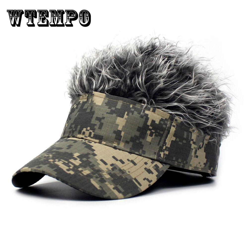 

Регулируемая бейсболка с козырьком от солнца Camo и париком с шипами для женщин и мужчин - кепка для гольфа в стиле хип-хоп ONE SIZE