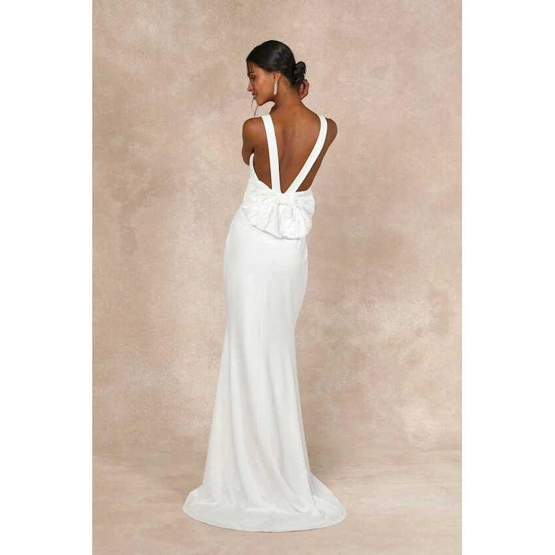 

Export Single Lu s Home Bows Sexy Banquet Party Lady Socialite Light Wedding Dress Open Back Fashion Dress Dress White has Bows. L