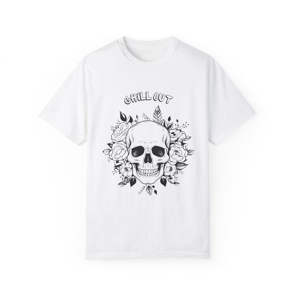 Chill Out Skull Flowers T-Shirt, Graphic Tee, Cool Graphic Shirt, Unisex Tee,