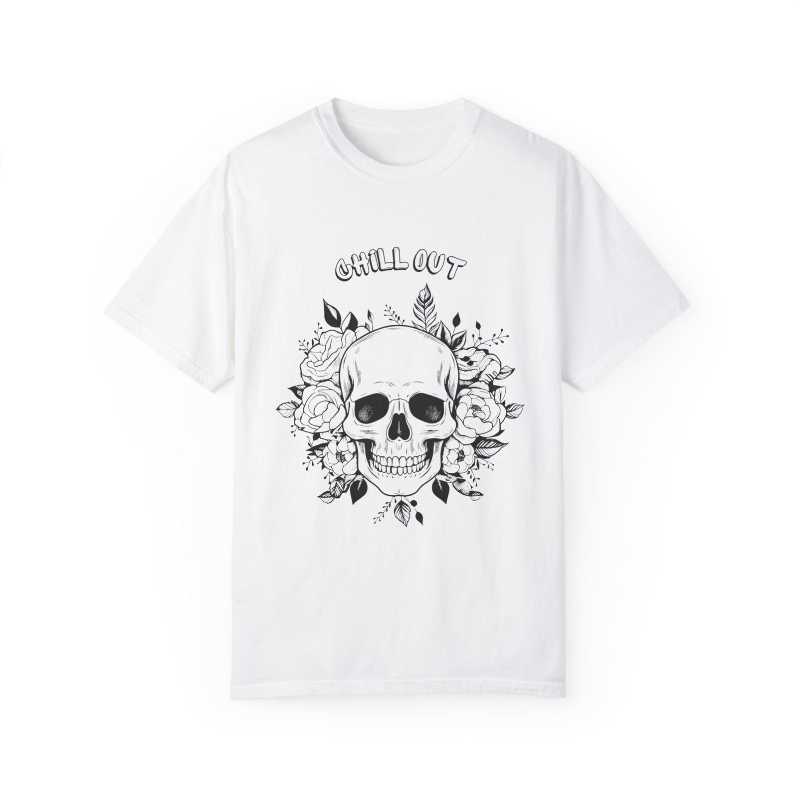 Chill Out Skull Flowers T-Shirt, Graphic Tee, Cool Graphic Shirt, Unisex Tee, S разноцветный