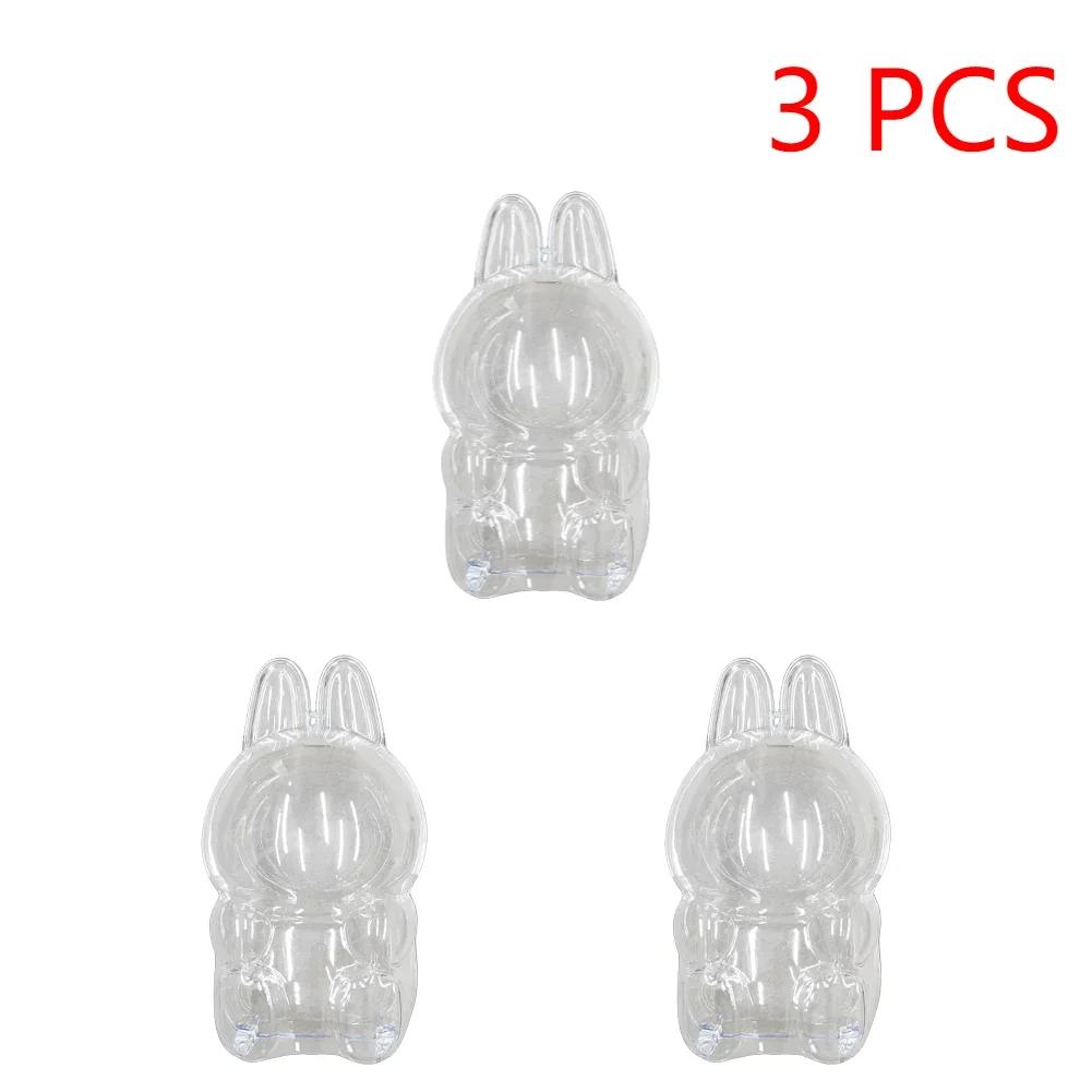 Transparent Macaron Doll Case For Labubu - Popmart Bubble Mart Storage Box, Dustproof Cover for Elf, Christmas New Year Gift