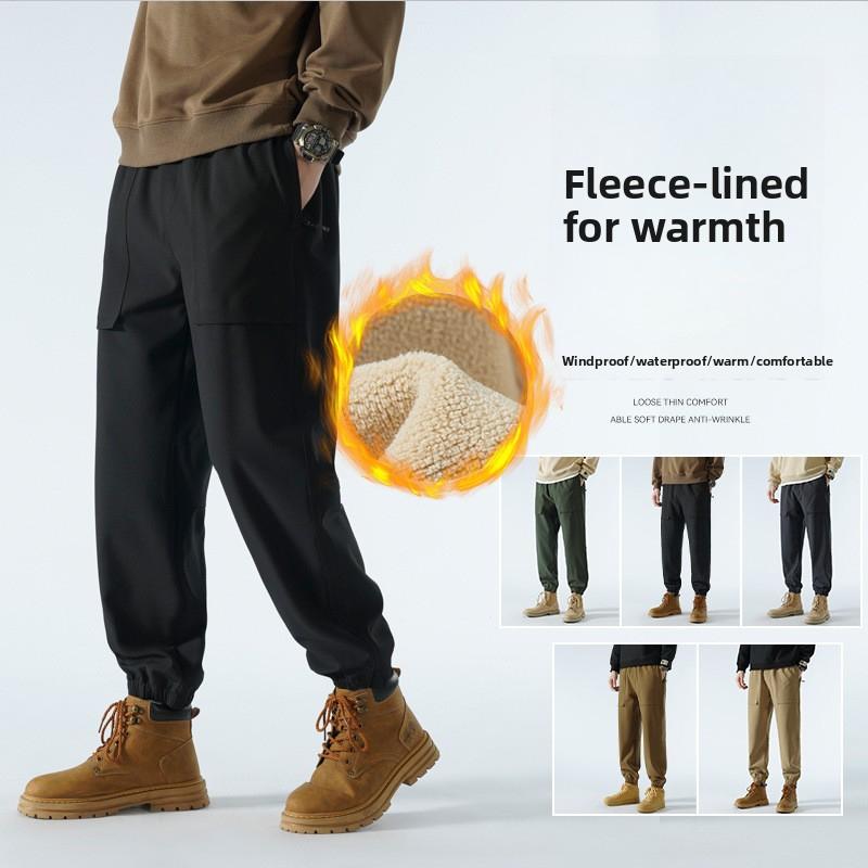 Winddichte wasserdichte Winter-Outdoor-Wanderhose im amerikanischen Stil für Männer und Frauen, Fallschirmjäger-Fleece-gefütterte, verdickte Cargohose