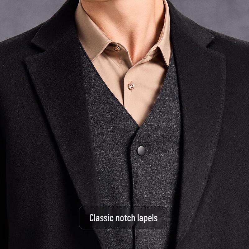 Antonio Men's Cashmere Wool Blend Mid-Long Coat with Detachable Down Liner