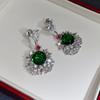 Luxury Female Green White Zircon Stone Drop Dangle Earrings Cute Silver Color Party Jewelry For Women