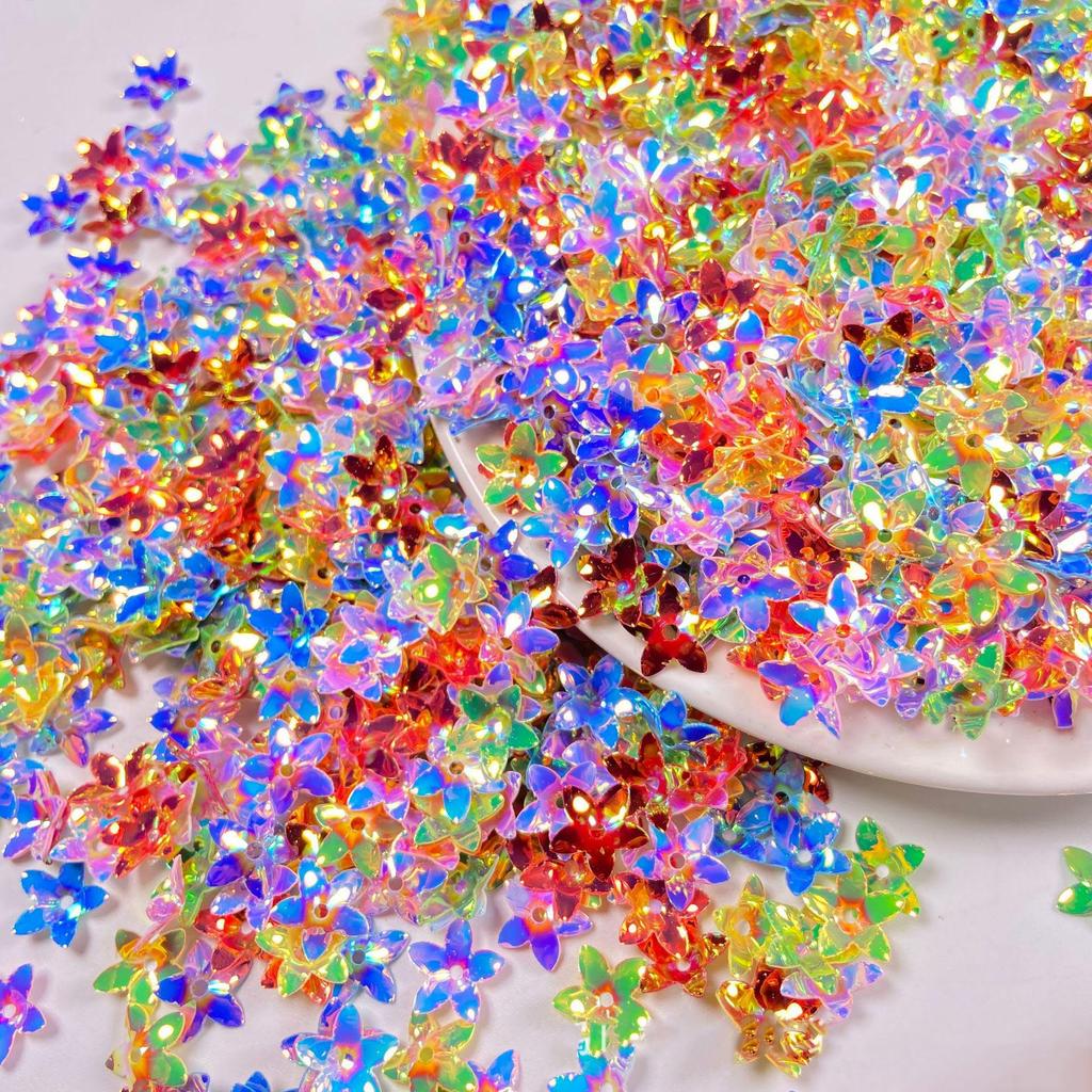12mm Lily Flower Concave Pvc Sequins Diy Costume Dress Decorative Holographic Loose Beads 3D Floral Shoes Bag Sewing Film Sequin