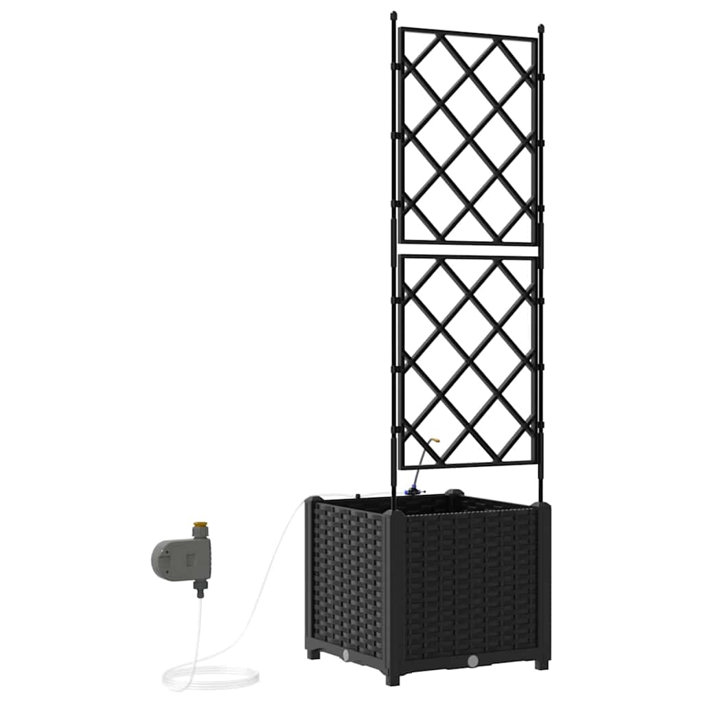 Garden Planter Black 40 X 40 X 142 Cm Plastic