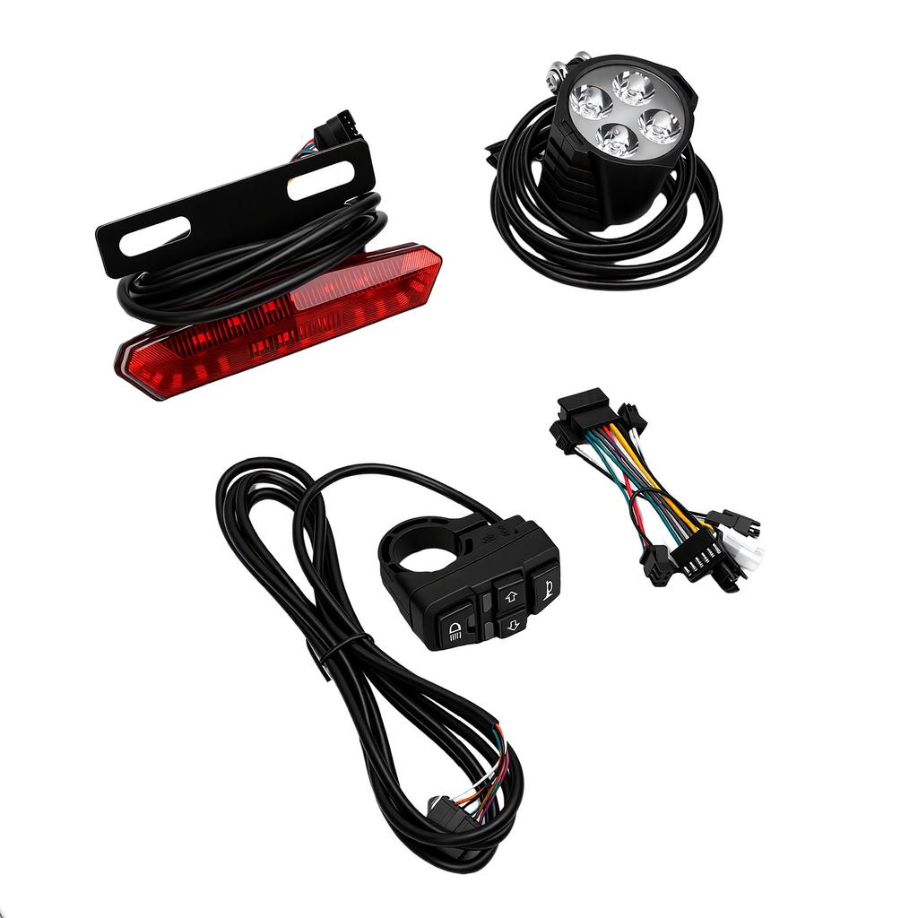 Electric Bike Light Set LED Headlight Tail Light with Handlebar Control Switch for Electric Bicycle Accessories