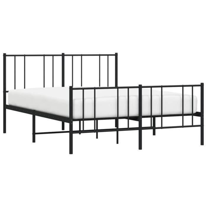 VidaXL Cadre de lit métal avec tête de lit-pied de lit noir 120x200 cm 352496