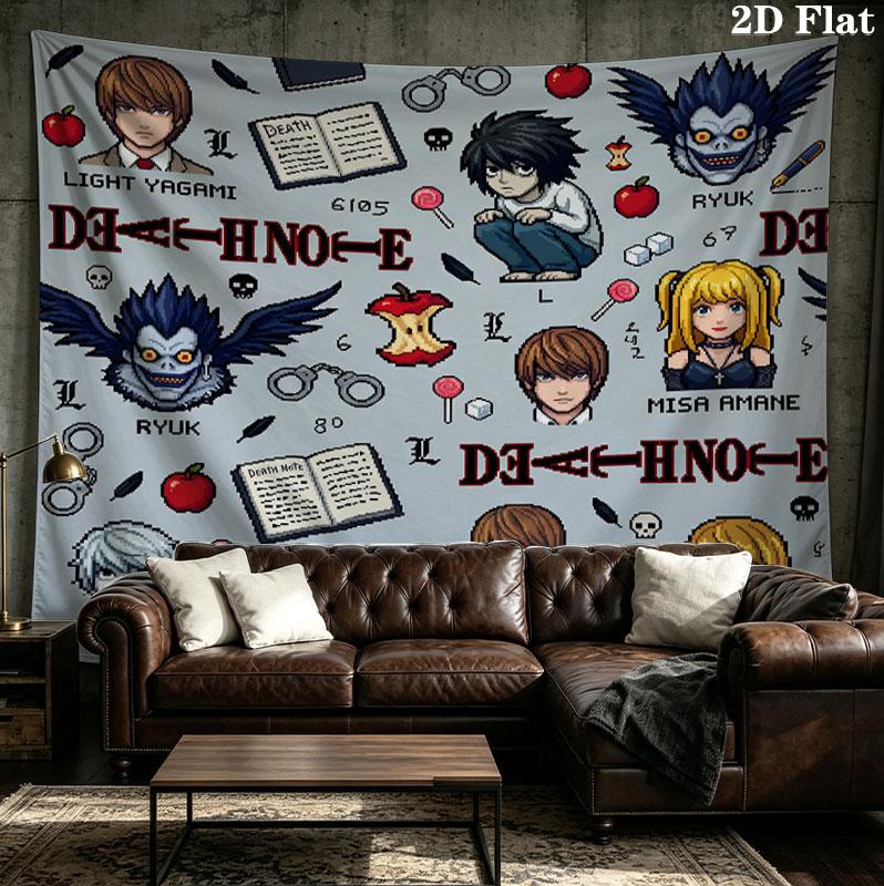 Arazzo da Parete Death Note Appeso Estetico Coperta in Tessuto Stampato Arazzi Decorativi per Camera da Letto Soggiorno Decorazioni per la Casa