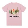 I Eat Cement Cursed Cat Funny Meme T Shirt for Women Fashion Casual Short Sleeve T Shirts Female T-shirt Tops