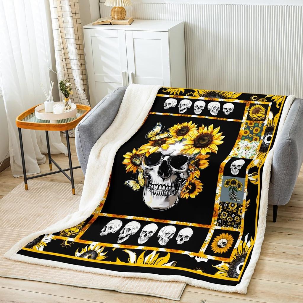 GUOYU Blanket Cute Gnomes Throw Blanket Purple Vine Flower Butterfly Blanket for Couch Sofa Lavender Bouquet Bed Blanket for Kids Boys Girls