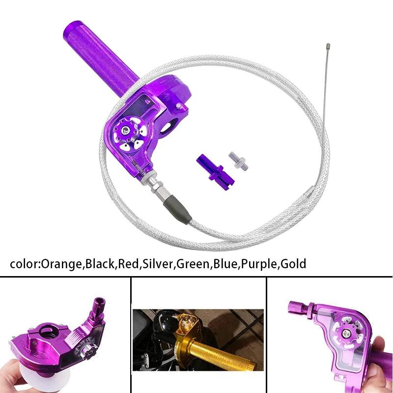 22mm CNC Aluminum Accelerator Throttle Twist Grips Throttle Cable For 50 70 110 125 250 350 Dirt Bike Motorcycle Parts,Purple..