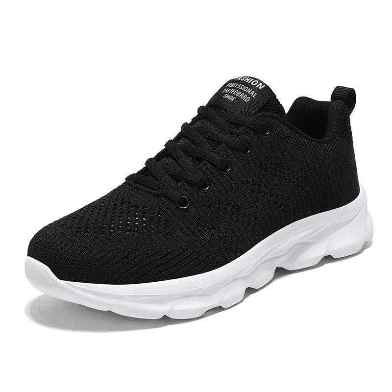 Summer thin sports and leisure shoes single mesh hollow black travel shoes soft sole lightweight breathable running shoes