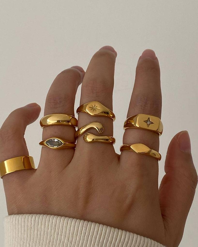 Geometric Star Ring Jewelry Set With Electroplated Zinc Alloy For Womens Fashion Accessories