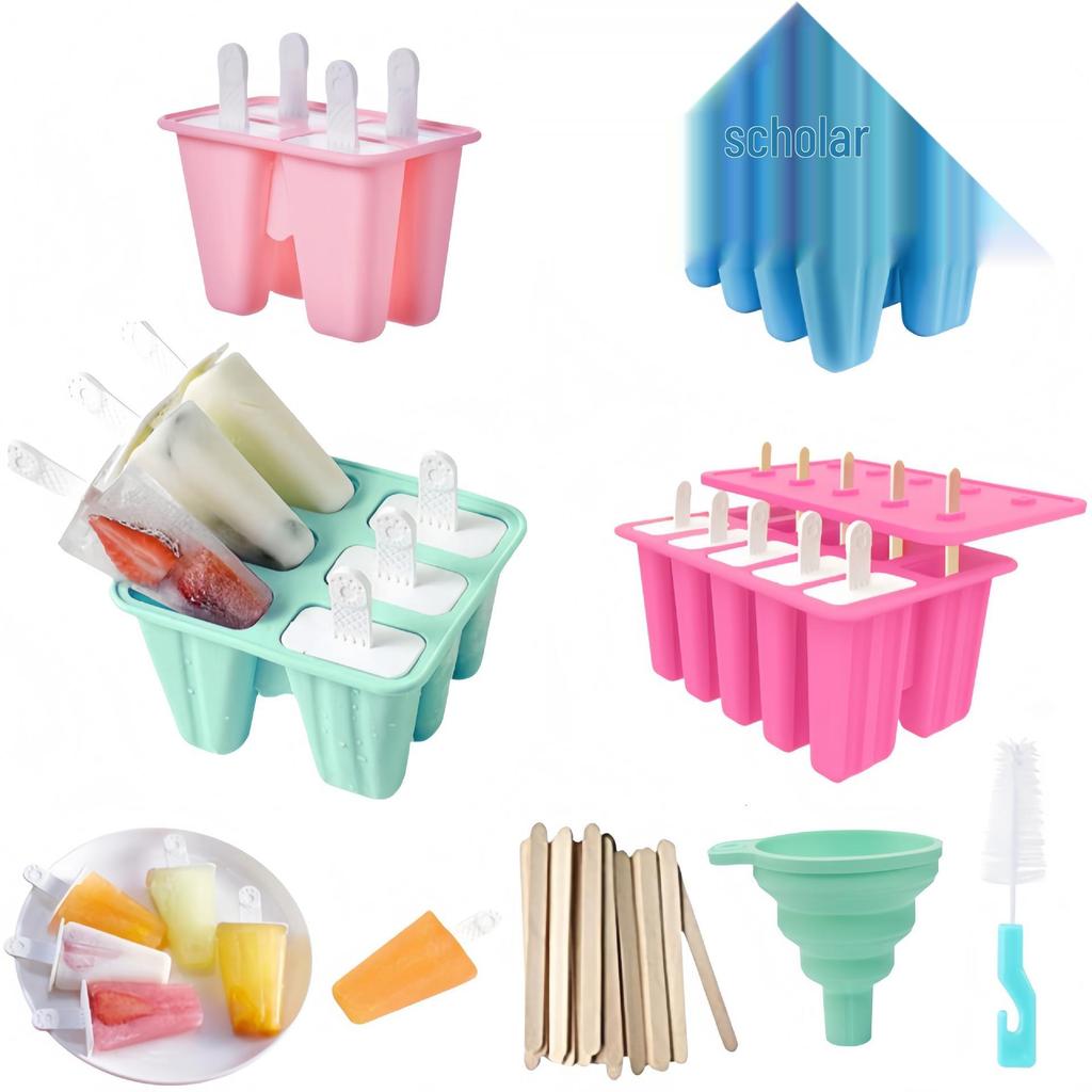 Silicone Ice Cream & Popsicle Mold - 12, 10, 6, 4 Cavities for DIY Treats