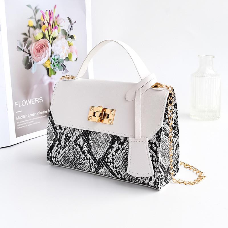 

Small Vintage Snake Print Pu Handbag Crossbody Bag білий