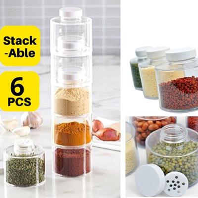 Bouteilles de rangement de cuisine peu encombrantes Contenants à épices transparents empilables