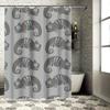 Stylish Chameleon Shower Curtain Set for Bathroom Decor Modern Grey Animal Pattern Waterproof Fabric 240x180cm