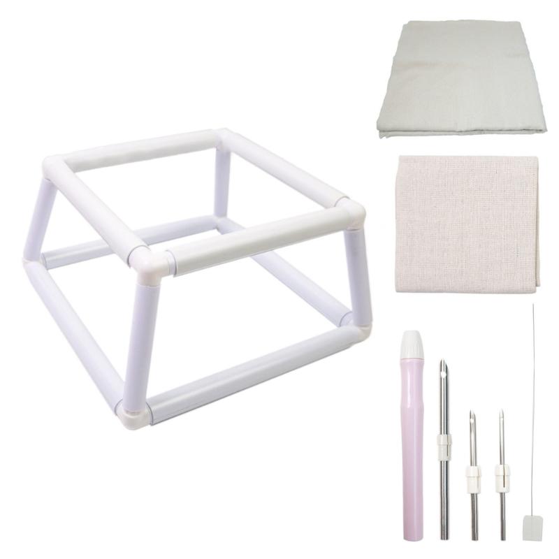 

Embroidery Clip Frame Quilting Hoop Clip Frame, with Embroidery Fabric, Punching Needle, Embroidery Hoop Needlework Tool