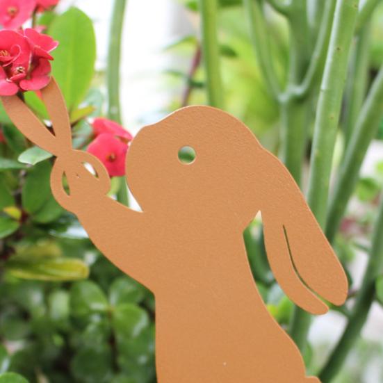 Yousheng Easter Bunny Garden Stakes Metal Rabbit Yard Signs with Stakes Bunny Silhouette Signs for Outdoor Patio Walkway Lawn Decoration