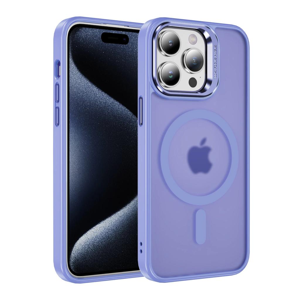 Metal Frame Lens Protection Bracket Phone Case For iPhone 11 12 13 14 15 16 Pro Max Skin Feel Matte Magsafe Magnetic Back Cover
