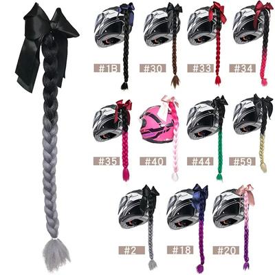 Nuevas trenzas para casco de motocicleta, peluca para mujer con trenzas para cascos de motocicleta, 11 colores, cola de caballo doble con lazo de ventosa