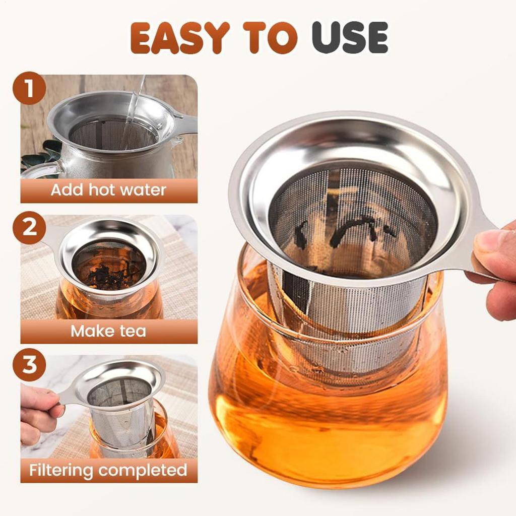 Fine Mesh Tea Strainer Stainless Steel Ultra-fine Strainer with Anti-Scald Handle for Loose Tea Coffee Home Car Camping Party